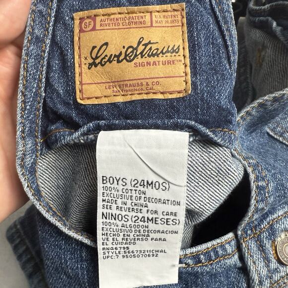 Vtg Levi’s Jeans Authentic Toddler Boys Shortall Overall 24 Months Embroidered - Picture 3 of 4